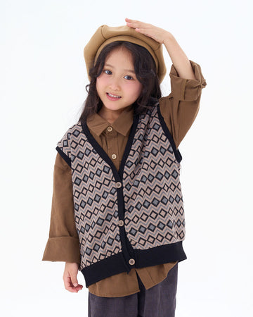 JOPI Kids' Vintage Style Geometric Pattern Sweater Vest 2y-8y