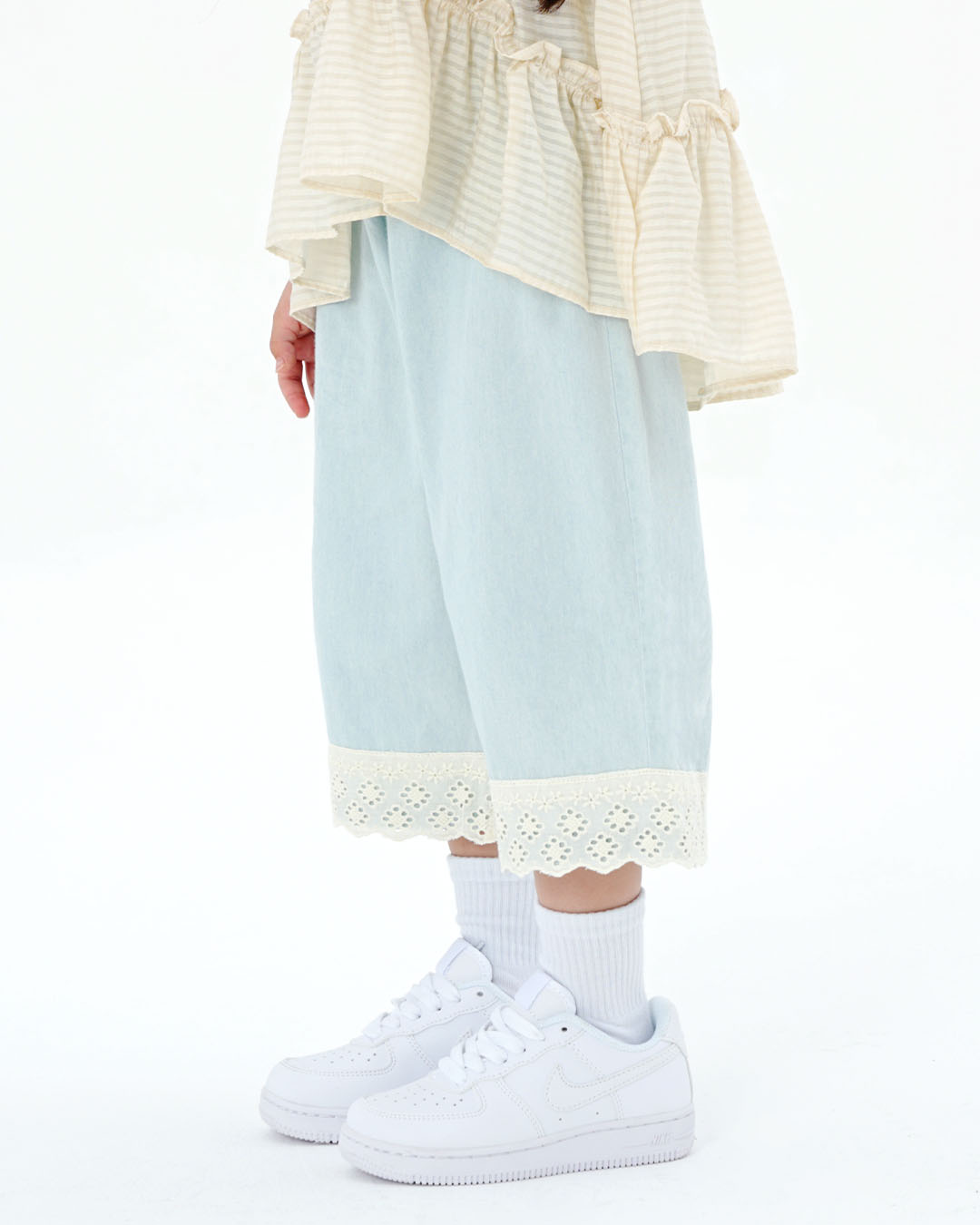 JOPI Kids' Lace Patchwork Light Denim Pants 2y-8y
